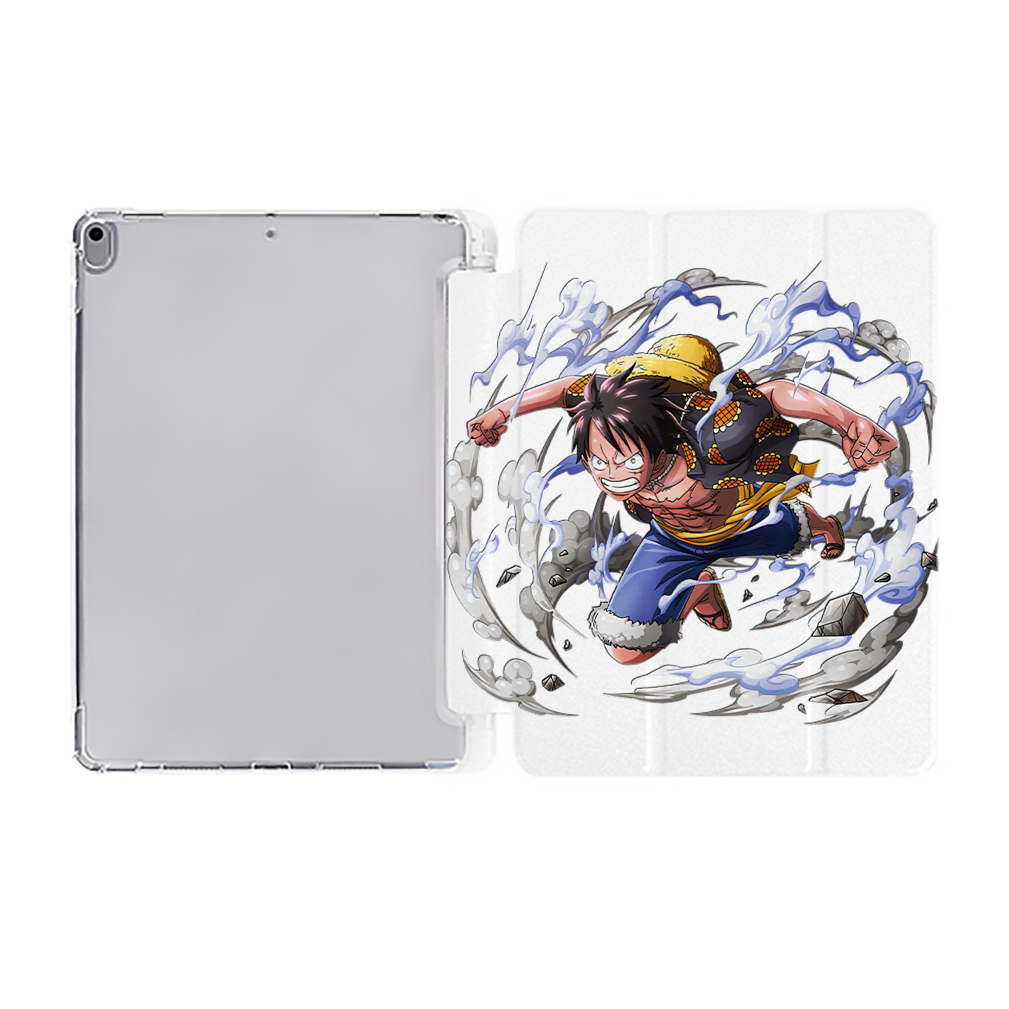 （画像用） ワンピース モンキー・D・ルフィ ONE PIECE Monkey D. Luffy IPad ケース ペン収納付き 三つ折りスタンド PUレザー×シリコン 対応機種9.5/10.5/10.9インチ